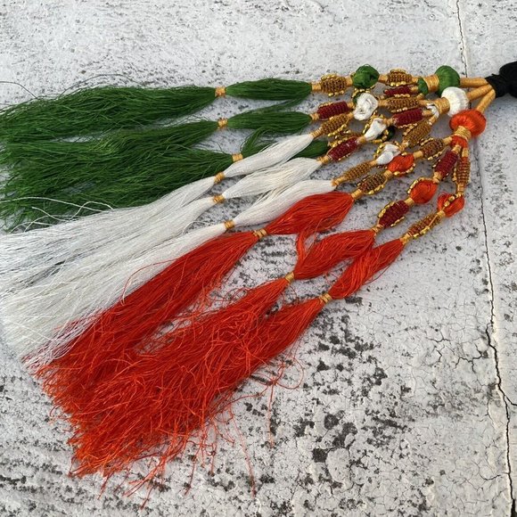 Indian Flag Color Hair Paranda Taranga Tri Color Hair Braided Prandi - Picture 6 of 10